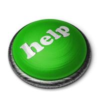 palabra de ayuda en el botón verde aislado en blanco foto
