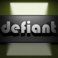 defiant word of iron on carbon photo