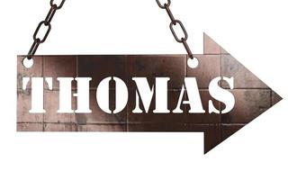 Thomas word on metal pointer photo