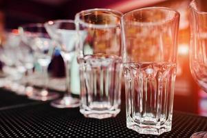 Set of collection cup glasses for bar drinks photo