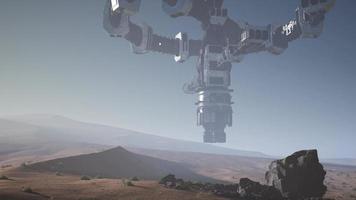 nave alienígena gira sobre o deserto. ufo video