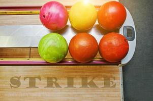 The word strike background bowling balls photo