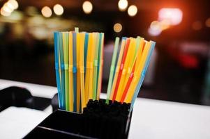 Color drinking straws  at the bar photo