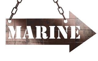 marine word on metal pointer photo