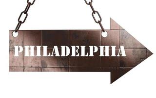 Philadelphia word on metal pointer photo