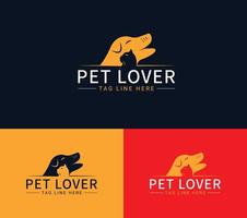 cuidado de los amantes de las mascotas diseño de logotipo mínimo creativo vector