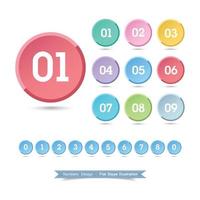 Numbers  Icon set with full color vector design element