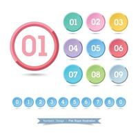 Numbers  Icon set with full color vector design element
