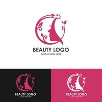 diseño de logotipo de peluquería de mujer de belleza en el fondo vector