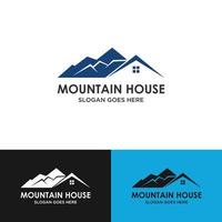 casa en zona de montaña. plantilla de logotipo vectorial. vector