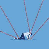 businessman crawling with chained at leg, concept for depression and obstacle business vector