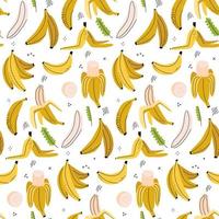 Linear hand drawn bananas seamless pattern. Tropical food vegetarian organic background with Exotic banana drawing. Yummy beach summer cover. Vitamin tasty different bananas. Vector illustration.