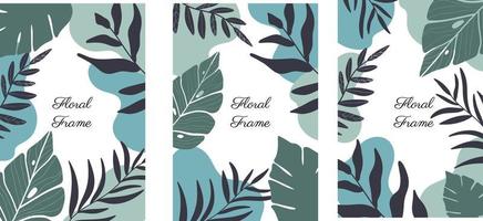 Abstract frame wiht floral branches and shapes vector