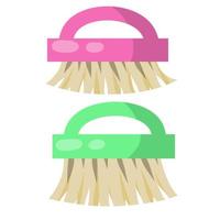 Set of Brush for wet house cleaning and sweeping. item for combing horse vector