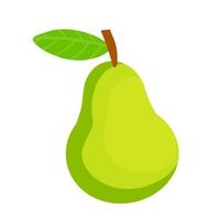 Pear. Green sweet fruit with a leaf. Veggie food. Natural product. vector