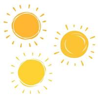 Hand drawn sun. Element of summer and nature. Yellow warm object vector