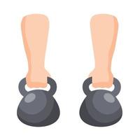 Weight. Hand holding black dumbbell. vector