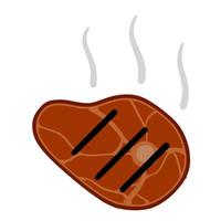 Fried meat. Steak and barbecue of strong roast. Piece of food slice vector