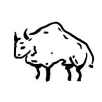 Rock art. Drawing of a bull or ox. vector