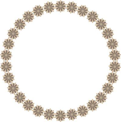 Flower pattern circular frame design, Border element with flower creation.