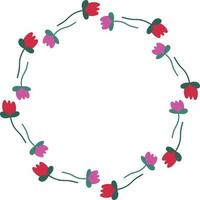 diseño de marco circular con patrón de flores, elemento de borde con creación de flores. vector