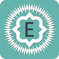 Letter E Icon illustration, Alphabet tag element design. vector