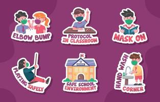 School in New Normal Sticker Collection vector