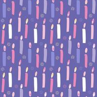 Birthday cake candles seamless pattern. Flat vactor illustration for Presents and gifts festive wrapping paper. Multicolor burning candles. Celebration, greeting postcard backdrop vector