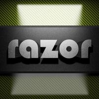 razor word of iron on carbon photo