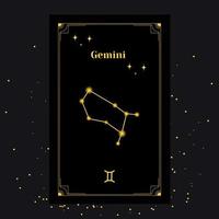 signos de géminis, fondo del zodiaco. bellas imágenes vectoriales en medio de una galaxia estelar con la constelación vector