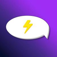 The icon vector is a cloud of thoughts and inside is a lightning bolt. Fashionable user interface design with realistic weather icon. realistic 3d graphic icon for website, mobile application.