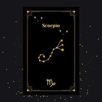 signos de escorpio, fondo del zodiaco. bellas imágenes vectoriales en medio de una galaxia estelar con la constelación vector