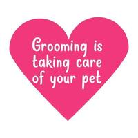 one brown dog trail with the inscription grooming is taking care of your pets. icon highlighted in white. Vector flat illustration. Pet store, animal care. Barber shop for pets Animal protection