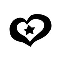 corazón, estrella, garabato, icono, vector