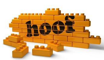 hoof word on yellow brick wall photo