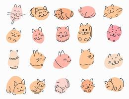 Set of cats on abstract paint spots. A set of pets isolated on a white background vector