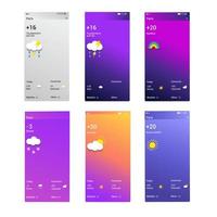 Weather forecast app widget set. Vector illustration. Daily application template with paper cut climate elements.