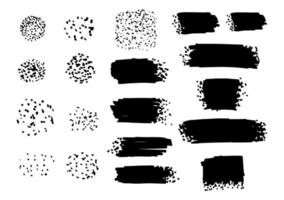 Large collection of sets of black paint, ink strokes, felt-tip pens, brushes, lines. Dirty elements of artistic design. Vector illustration. Isolated on a white background