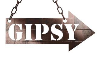 Gipsy word on metal pointer photo