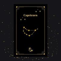 signos de capricornio, fondo del zodiaco. bellas imágenes vectoriales en medio de una galaxia estelar con la constelación vector