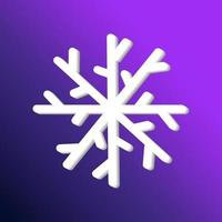 vector de un copo de nieve blanco tallado en 3d con una sombra sobre un fondo morado oscuro. un elemento del diseño de año nuevo de invierno