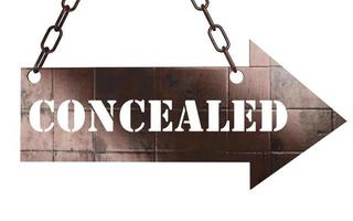 concealed word on metal pointer photo