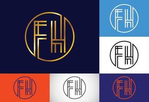 plantilla de vector de diseño de logotipo de letra de monograma inicial fh. diseño de logotipo de letra fh