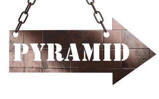 palabra pirámide en puntero de metal foto