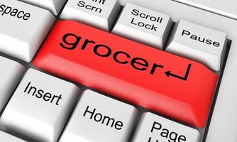 grocer word on white keyboard photo