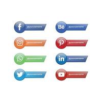 Set of 3D Social Media Lower Third vector