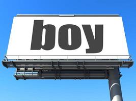 boy word on billboard photo