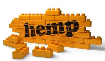 hemp word on yellow brick wall photo