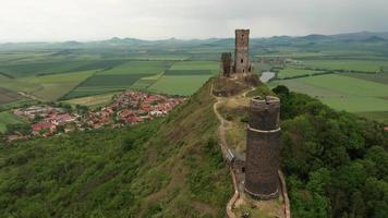 Aerial view of old castle ruins video