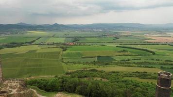 Aerial view of an old castle ruins - revealing shot video